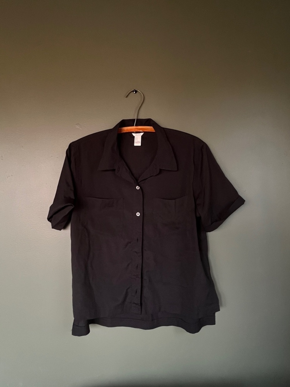 Black Button Down Camp Shirt